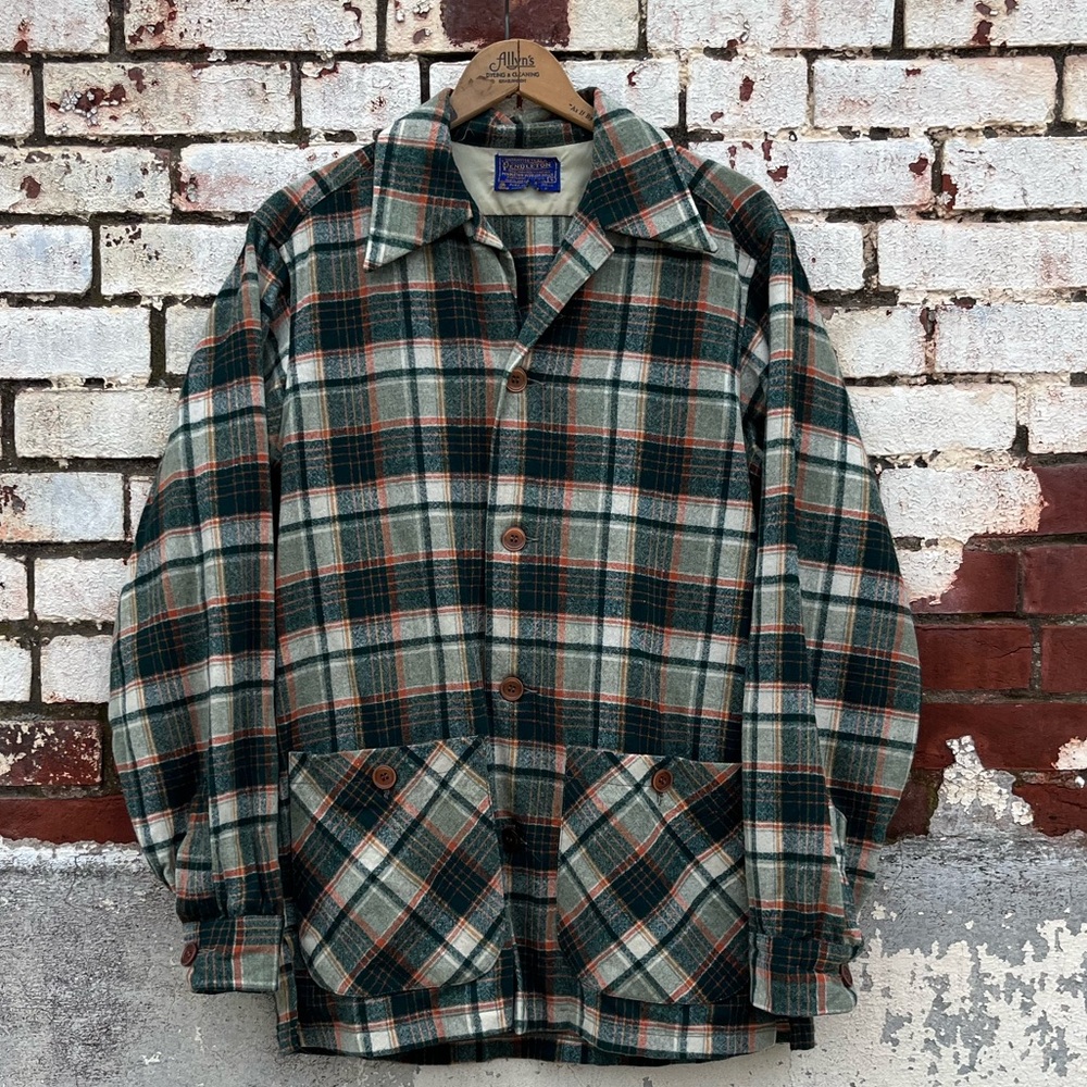 Vintage 1960 Green Plaid Pendleton Wool 49er Button up Shirt Top Men S Women M